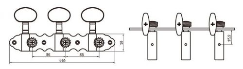 PARTS PLANET MECCANICHE PER CHITARRA CLASSICA - BOTTONE CON VITE - NICHEL MHC200