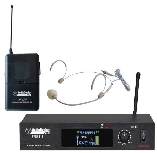 AUDIO DESIGN Radiomicrofono UHF 1 Ch. - Microfono ad archetto con body pack