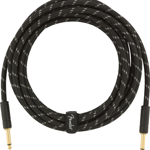 FENDER Deluxe Series Instrument Cable, Straight/Straight, 15&#039;, Black Tweed