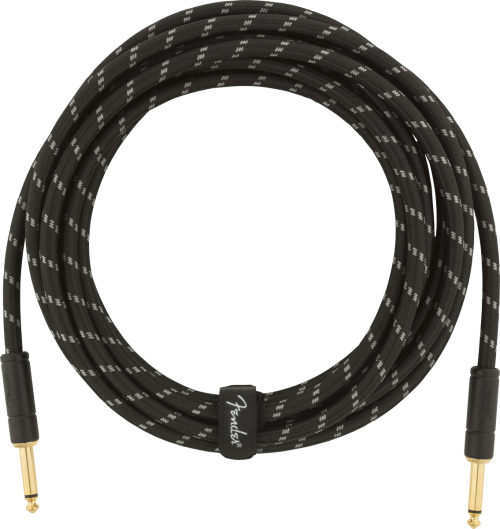 FENDER Deluxe Series Instrument Cable, Straight/Straight, 15&#039;, Black Tweed