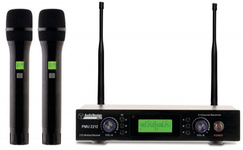 AUDIO DESIGN Sistema wireless 200 Ch., UHF con 2 microfoni a gelato - 2 ch