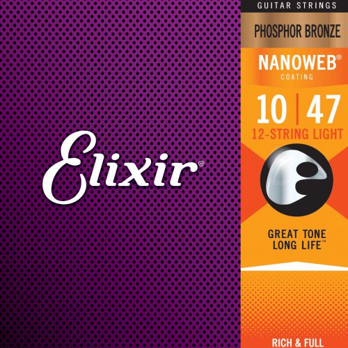 ELIXIR CORDE PER CHITARRA ACUSTICA 12 corde 10 47 NANOWEB PHOSPHOR BRONZE 16152