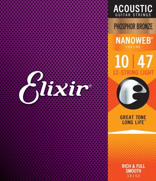 ELIXIR CORDE PER CHITARRA ACUSTICA 12 corde 10 47 NANOWEB PHOSPHOR BRONZE 16152