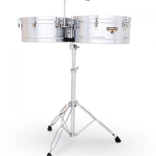 LP TIMBALES MATADOR CROMATO M257 14"+15"+CAMPANA+ASTA SUPPORTO