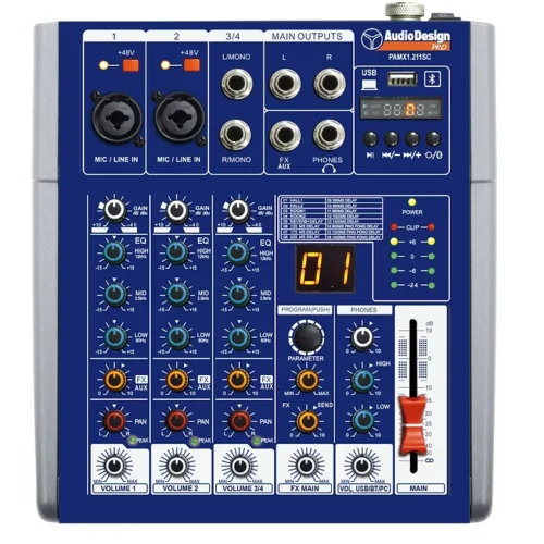 AUDIO DESIGN Mixer professionale 2+1+1 canali - USB/BT/PC - 16 effetti con DSD^P