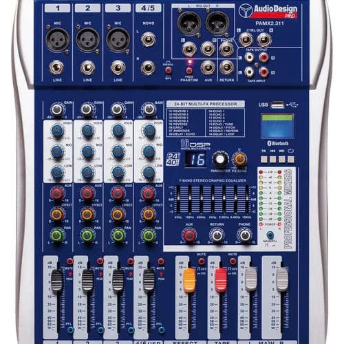 AUDIO DESIGN Mixer professionale 3+1+1 canali - USB E BT