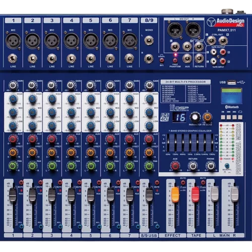 Mixer professionale 7+1+1 canali - USB E BT