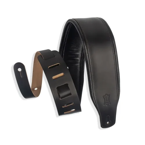 Levy's M26PD-BLK Tracolla in pelle pieno fiore imbottita Black 3"